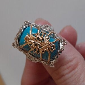 Sterling and Caged Turquoise Ring